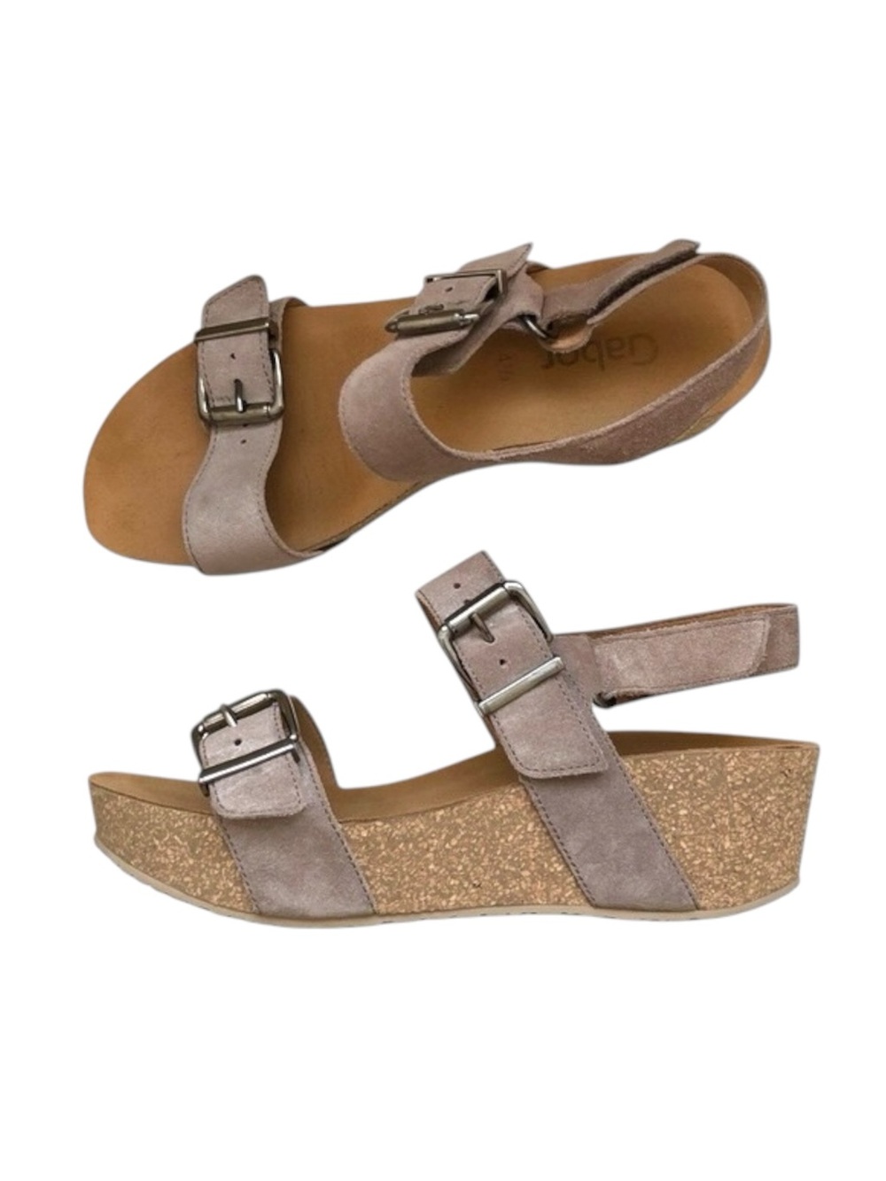 Gabor Torba Comfort Cork Wedge Sandal Buckle Straps Size UK 5.5 US 8 Taupe